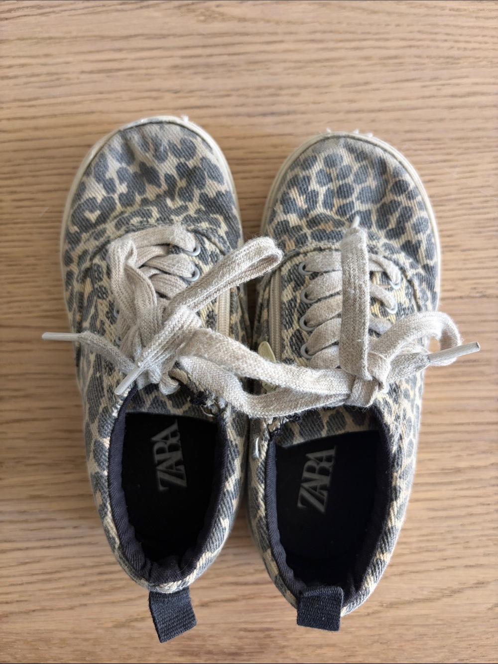 Zara Kids Leopard-Print Canvas Sneakers - Taupe and Black
